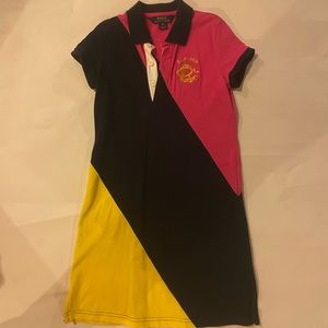 Girls red blue and yellow Polo dress